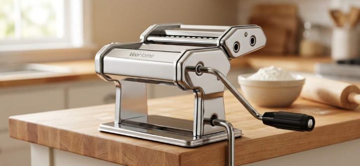 VeoHome pasta maker with drying rack and ravioli accessories